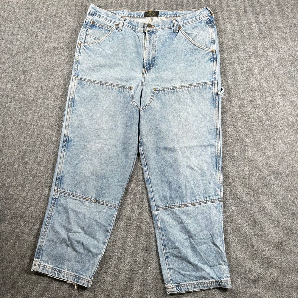 RedHead Carpenter Jeans Mens Size 38 Light Wash Double Knee Relaxed Workwear